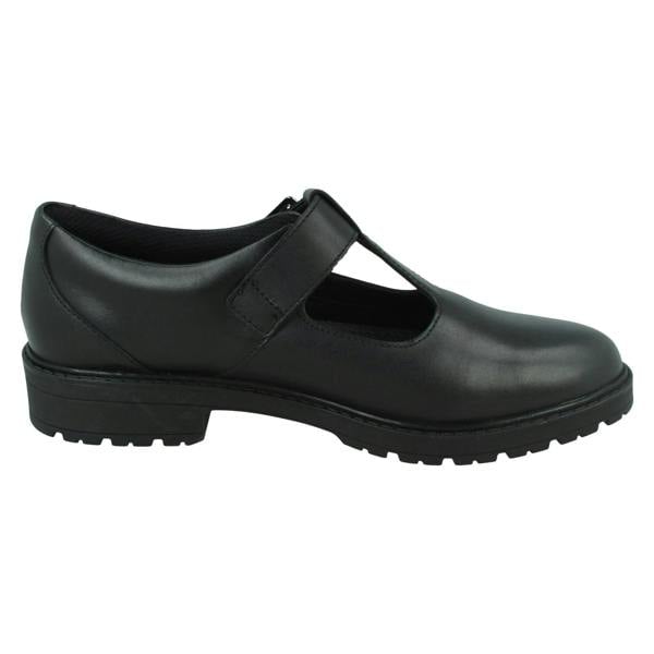 Clarks Girls Clarks T-Bar School Shoes Loxham Shine