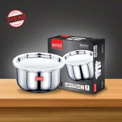 SS Utensils - Riara 3 Ply Tope with SS Lid 18cm