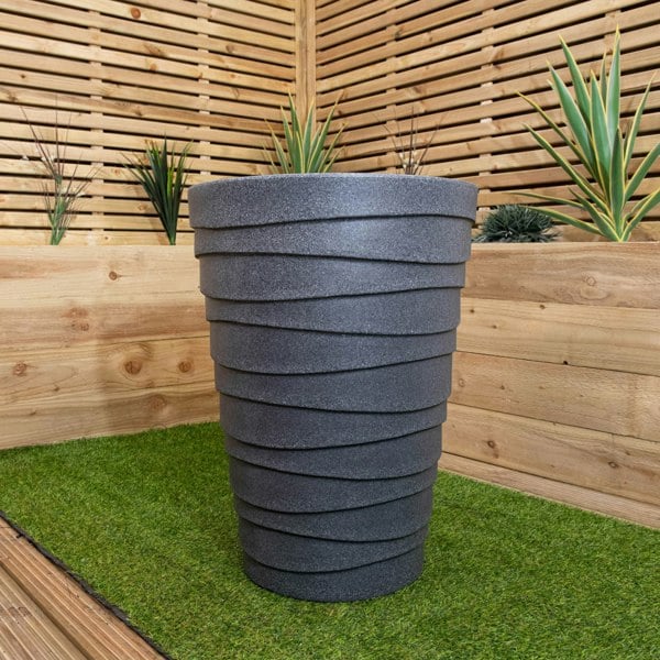 Samuel Alexander 66cm Tall Round Grey Garden Patio Trojan Plant Pot