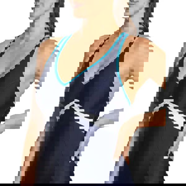 Zoggs Boronia Nelson legsuit in navy with white turquoise accents