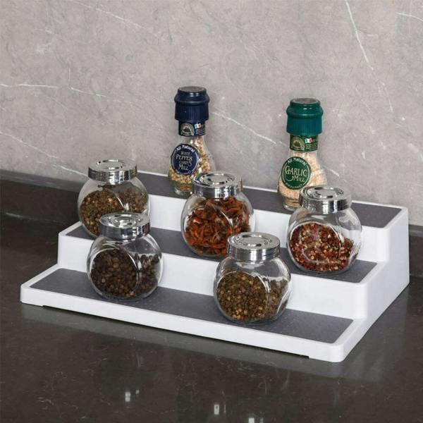 HYGRAD BUILT TO SURVIVE 3/2 Tier Shelf Jar Rack Holder Cupboard Corner Organiser Storage Kitchen Tool UK