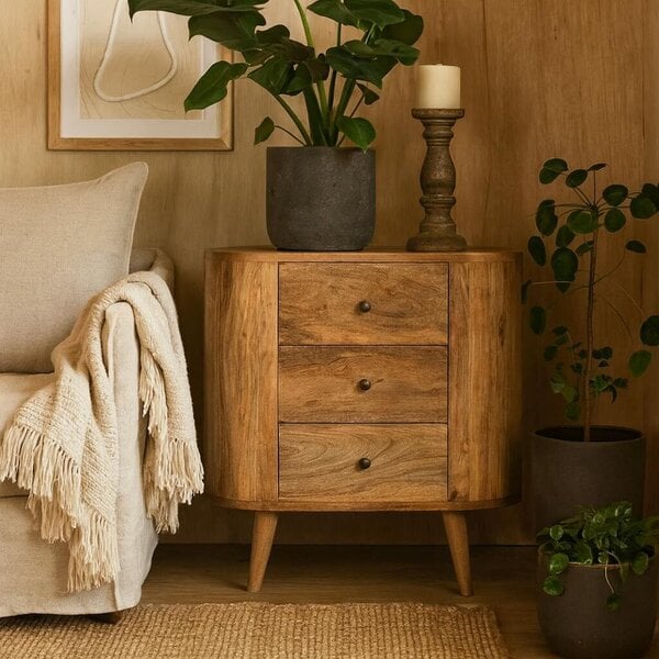 Wyld Haus Parma Mini Oak Mango Wood Cabinet 3 Drawers