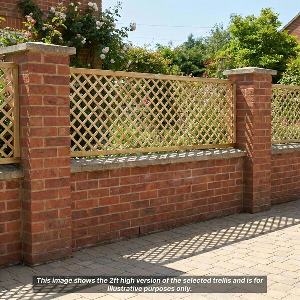 Premier Garden Supplies Standard Elite Diamond Fence Panel Topper 6ft x 1-4ft Garden Trellis 1ft-4ft, Decorative Lattice Wall-Mount, Treated - Wood - 3, 4 or 5 - 4 Pack Height: 1ft x Width: 6ft (182.8cm) x 4 Pack