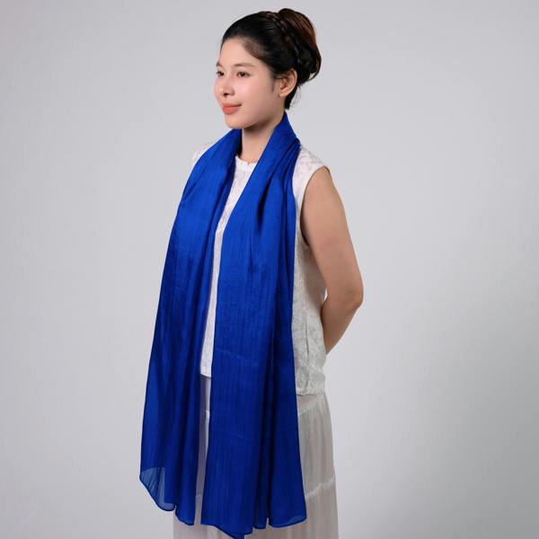 Royal Blue Silk Scarf – Hand-Dyed Mulberry Silk, Eid & Evening Wrap