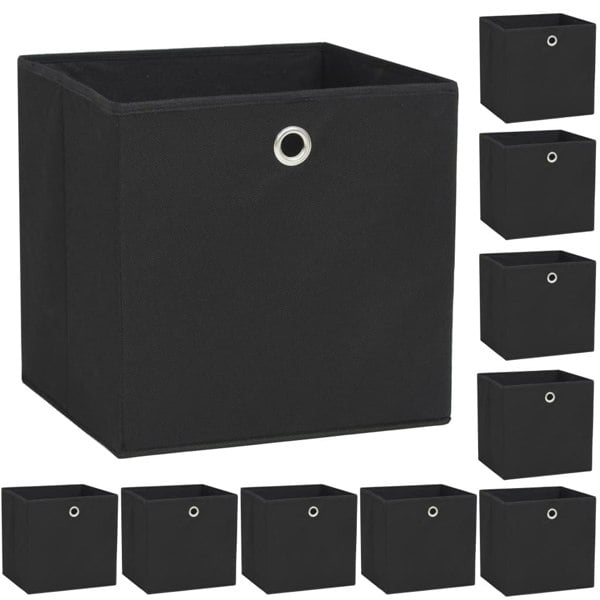 Berkfield Storage Boxes 10 pcs Non-woven Fabric 32x32x32 cm Black