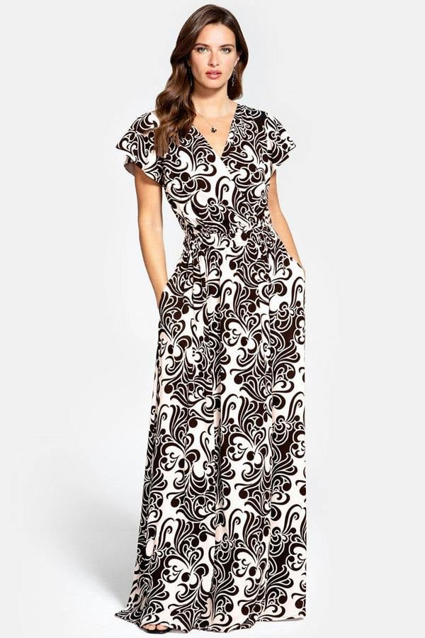 HotSquash Mock Wrap Chiffon Maxi Dress