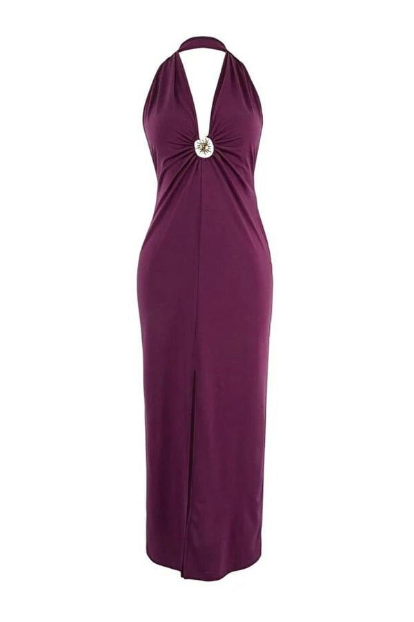 WOVCOR Knitted Maxi Beach Dress with Accessory Details