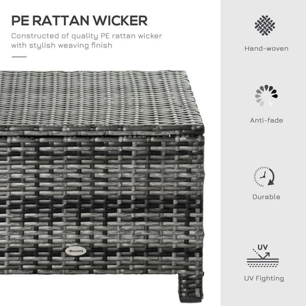 Grey woven rattan wicker ottoman body with padded top cushion