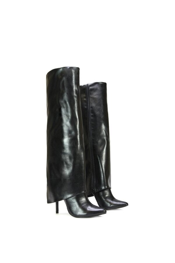XY LONDON Foldover Knee High Boots With Stiletto Heel