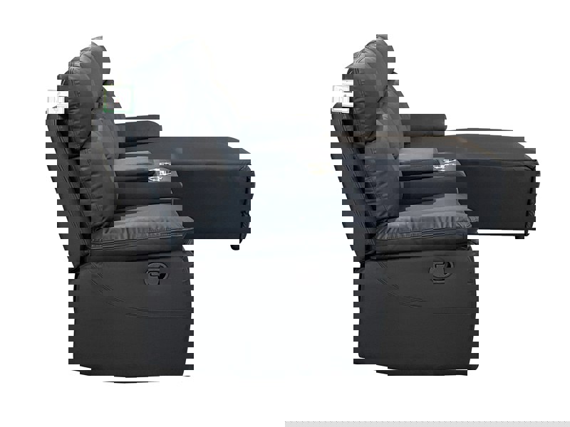 DS Living Sorento Recline Left Hand Corner Leather 3 Seater Sofa in Black or Grey