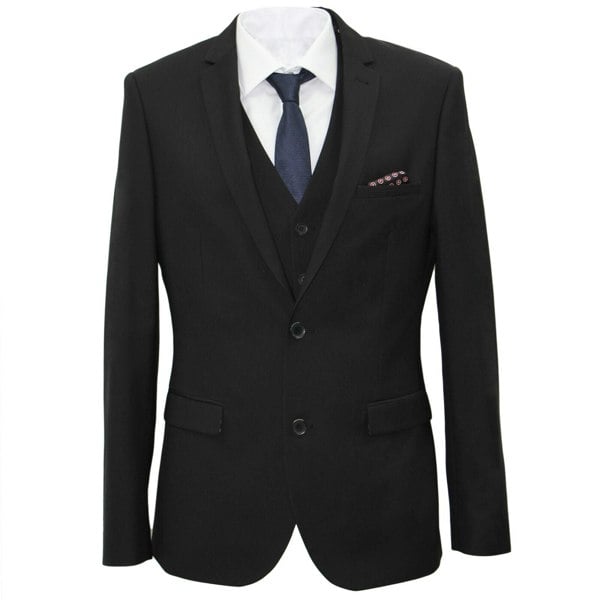 Carter & Jones Big & Tall Three Piece Tailored Fit Suit - Black