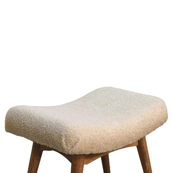 Wyld Haus Olbia Boucle Cream Curved Bench Mango Legs