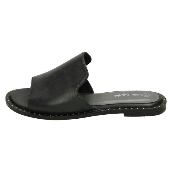 Leather Collection Ladies Leather Collection Flat Slipper Cut Mules F00202