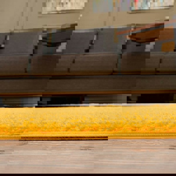 Shaggy Rug Plain Yellow high quality, non-shedding