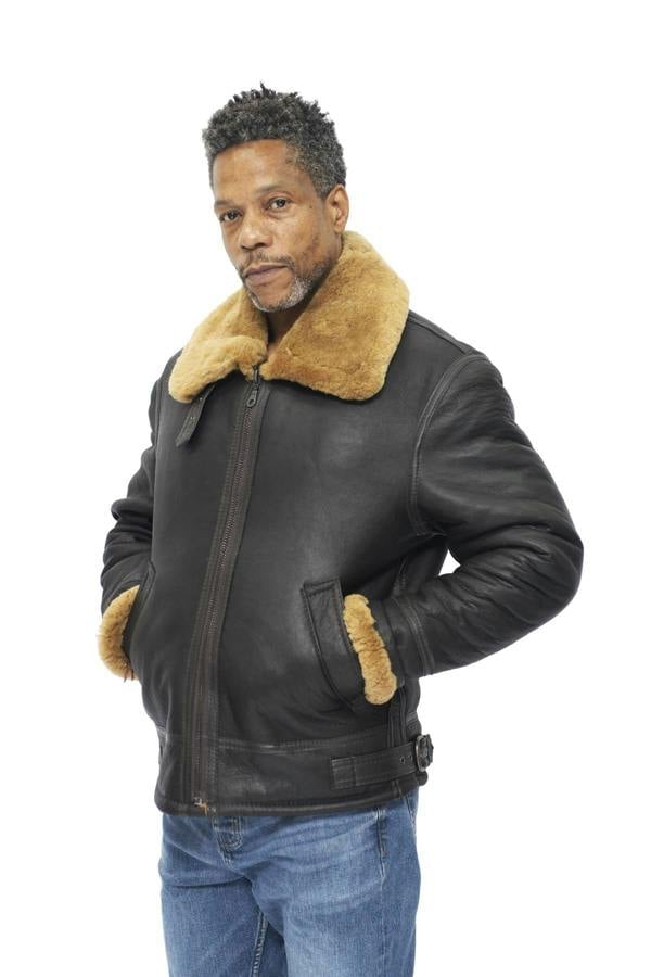 Infinity Leather Mens B3 WW2 Leather Sheepskin Aviator Flying Jacket-Hartland