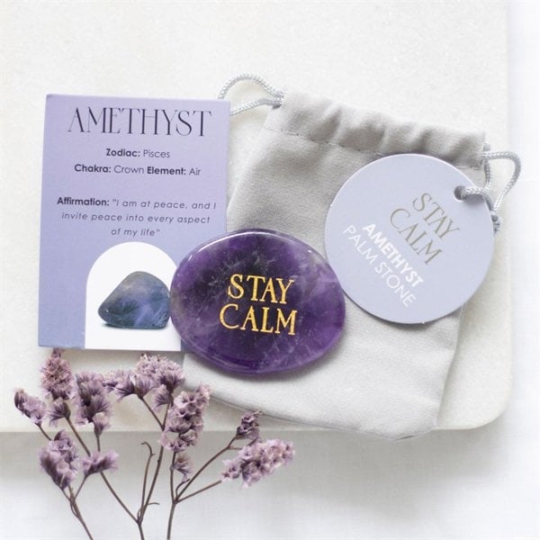 Serano Stay Calm Amethyst Crystal Palm Stone