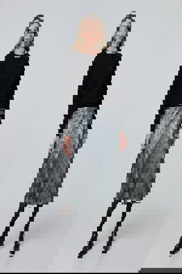 Black | Sparkly Fine Knit Slim Jumper
