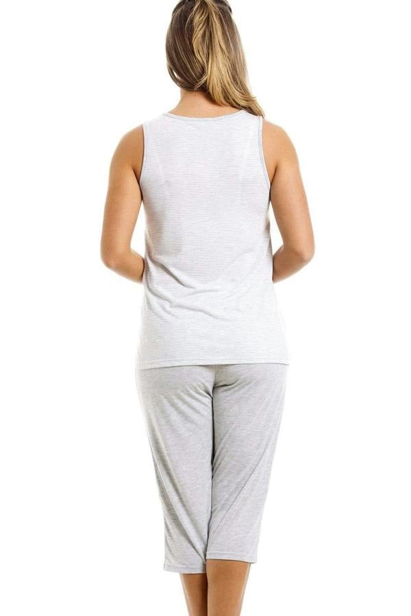 Womens Lightweight Striped Cropped Pyjama Set
