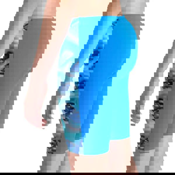 Boys Arena logo graphic swim jammer with blue green skull pattern