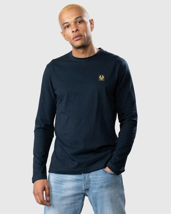 Belstaff Long Sleeved Logo Patch T-Shirt - Dark Ink