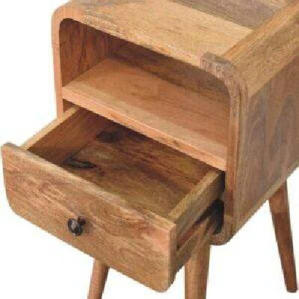 Wyld Haus Trento Mini Oak Mango Wood Curve Open Bedside Table