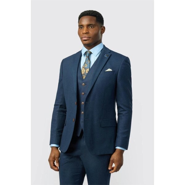 Antique Rogue Slim Fit Navy Texture Stretch Jacket