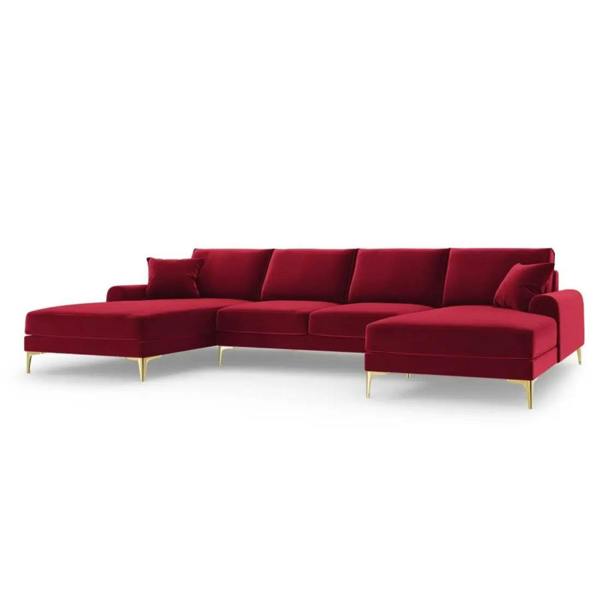 Snug Furniture Monroe Plush U-Shaped Corner Sofa with Gold Legs