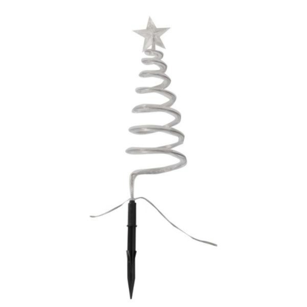Samuel Alexander Set of 4 Battery Operated LED Cool White Spiral Tree Path Lights Christmas Decoration with Timer