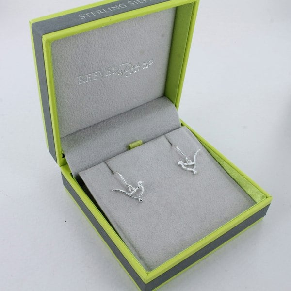 Pheasant Silhouette Sterling Silver Earrings - Reeves & Reeves