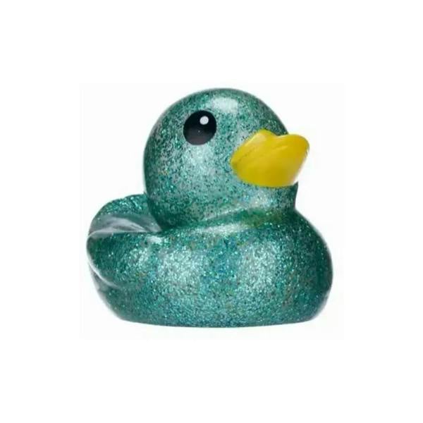 Glittery teal large glitter duckie toy with yellow beak and black eye