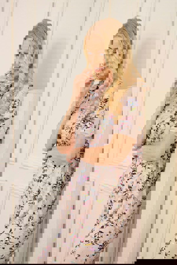 Camille Mauve Lightweight Printed Short Sleeved Pyjama Set