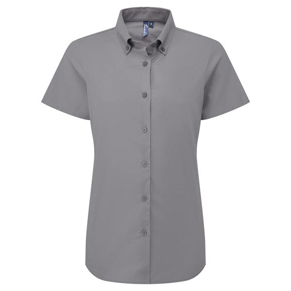 Premier Womens/Ladies Supreme Oxford Short-Sleeved Formal Shirt - Steel Grey
