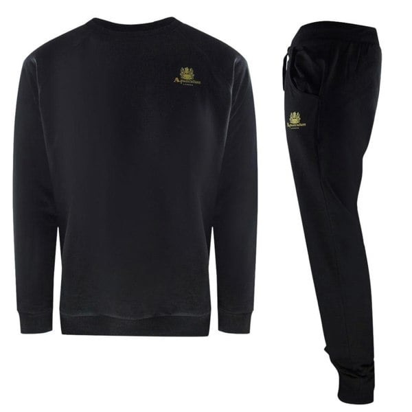 Aquascutum Mens Crest Crew Neck Tracksuit Set - Black