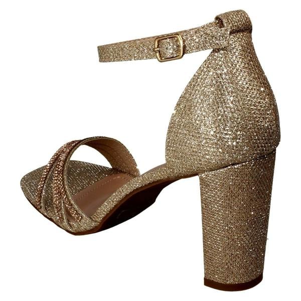Spot On Ladies Spot On Ankle Strap Glitter Sandals F12036