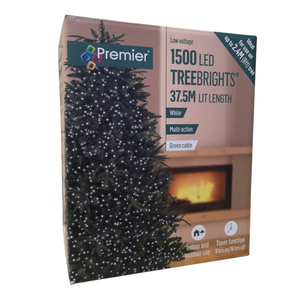 Samuel Alexander 1500 LED 37.5m Indoor Outdoor Christmas Multi Function Mains Operated String Lights with Timer in Cool White
