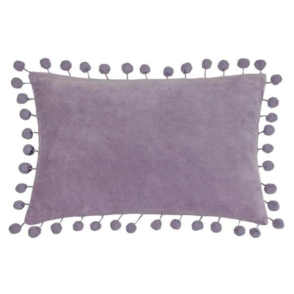 Furn Dora Pom Pom Velvet Rectangular Cushion Cover - Lilac