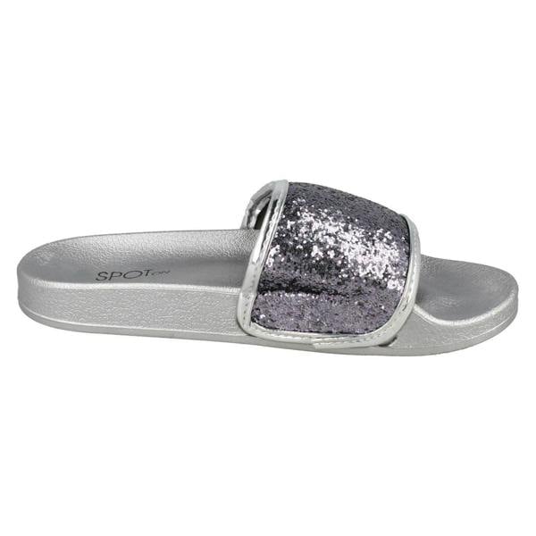 Spot On Ladies Spot On Flat Glitter Vamp Sliders