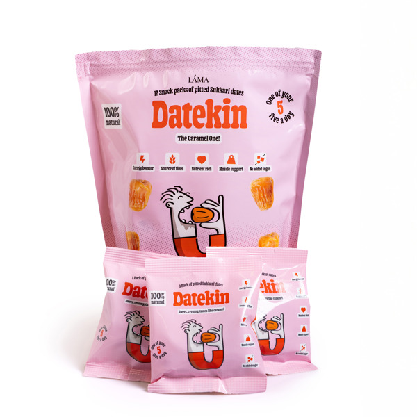 Datekin Sukkari Dates Family Bag (12 x 30g Packs) – Premium Soft Golden Dates | Healthy on-the-go Snacks | 100% Natural Superfood