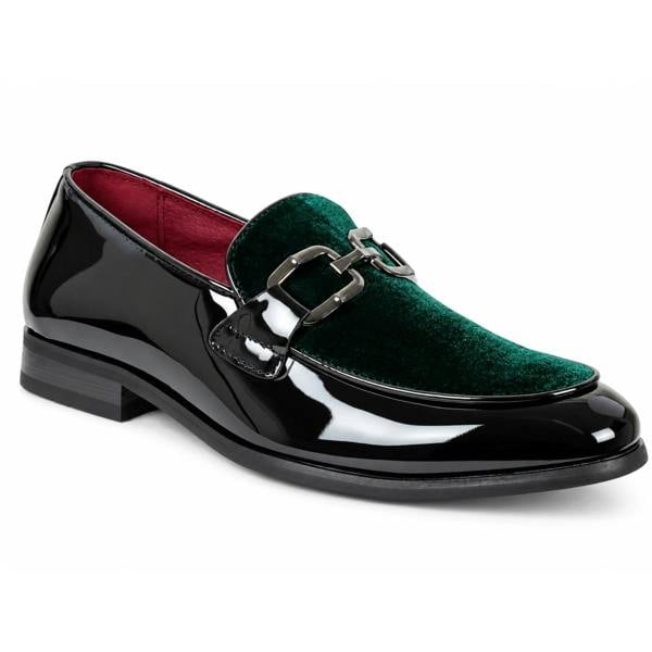 Dolcetto Men's Velvet Patent Slip-On Dress Loafers