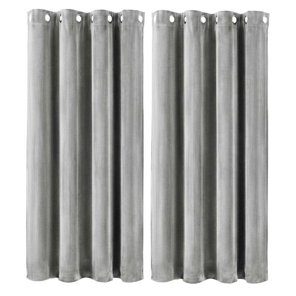 Marlow Thick Thermal Blackout Curtains Velvet 46x54 Inch Eyelet Ring Top Grey