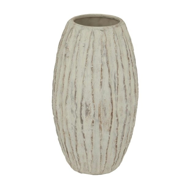 Hill Interiors Lorenzo Fin Vase - White/Grey Wash