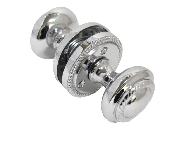 EDH Door Hardware Polished Chrome Georgian Round Door Knobs with Tubular Latch – 1 Pair