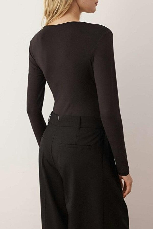 WOVCOR Draped Elastic Knit Bodysuit