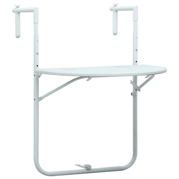 Berkfield Hanging Balcony Table White 60x64x83.5 cm Plastic Rattan Look