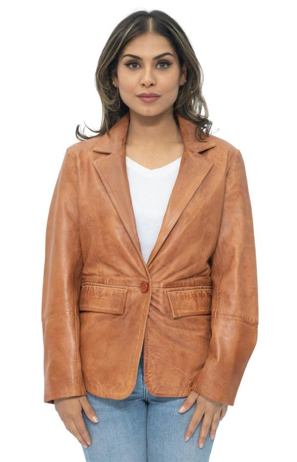 Infinity Leather Womens Soft Leather Blazer Jacket-Apeldoorn