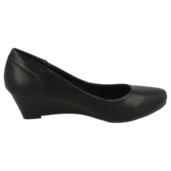 Spot On Ladies Spot On Low Wedge Court Shoes