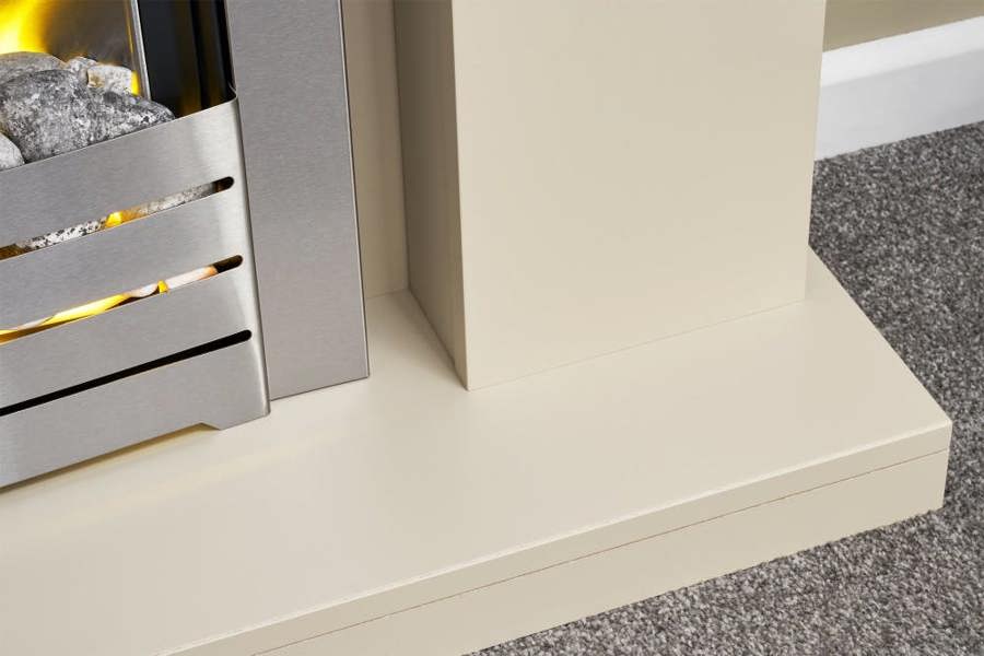 Adam Lomond Fireplace in Stone Effect with Helios Electric Fire in Brushed Steel, 39 Inch