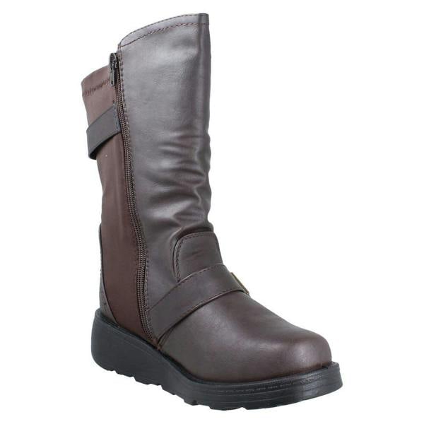 Spot On Ladies Spot On Wide Fit Mid Calf Ankle Boots F4468