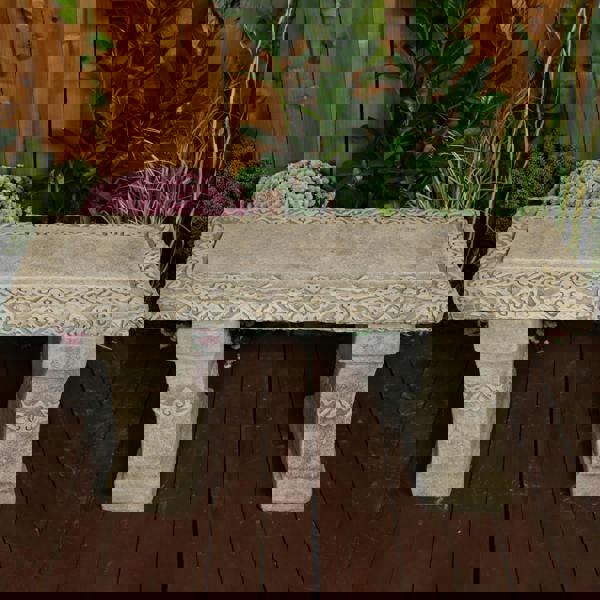 Stone Cast Garden Bench Seat Kazakh Design 