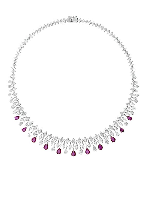 Latelita Duchess Ruby Statement Necklace Silver